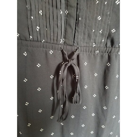 ALFRED  SUNG  Sheer Sleeves Small dot patterned pleated top waist tie dress XS - Picture 4 of 10